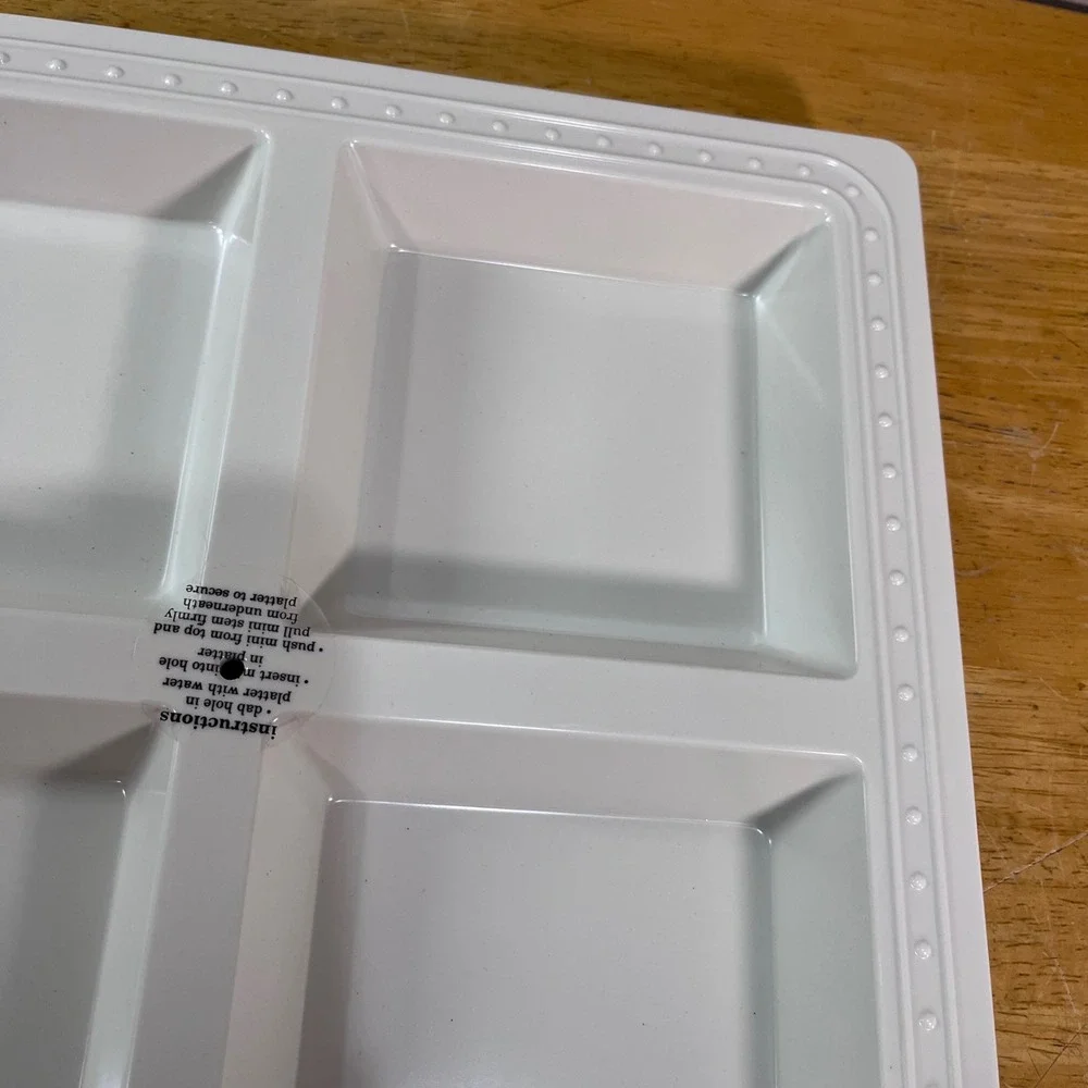 Nora Fleming White Melamine 4 Section Square Pearl Platter Serving Dish 13